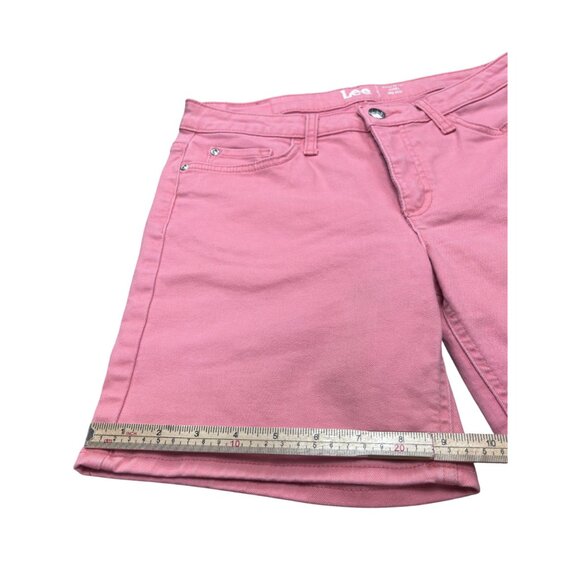 Lee Womens Regular Fit Mid Rise Pink Shorts Size 6M Cotton/Polyester - Picture 7 of 8